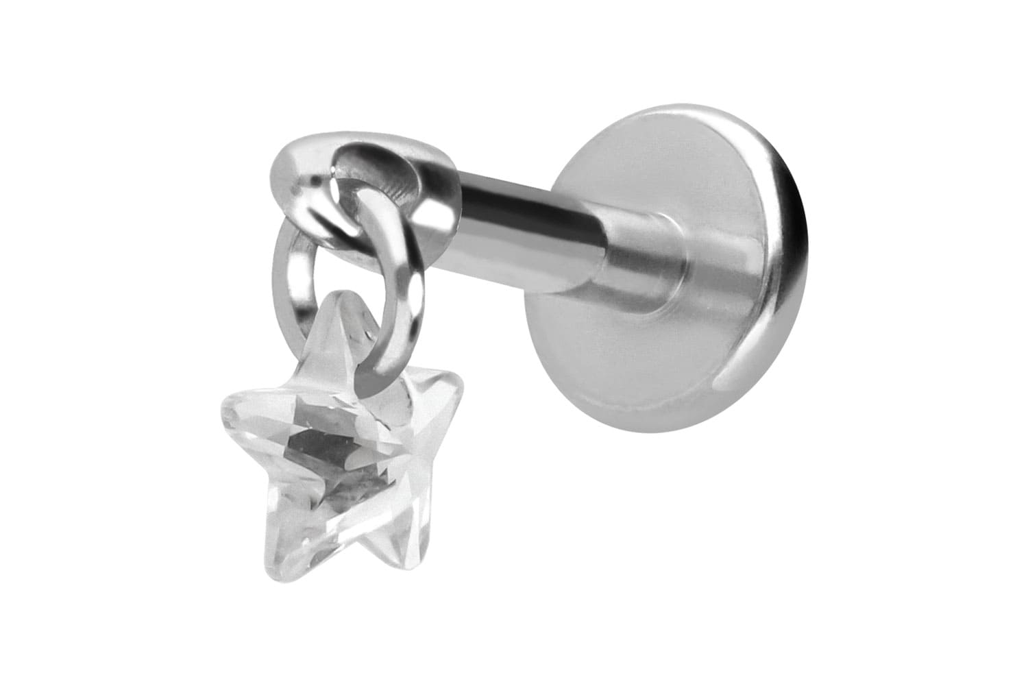 Titan Labret Piercing mit Innengewinde KRISTALLSTERN